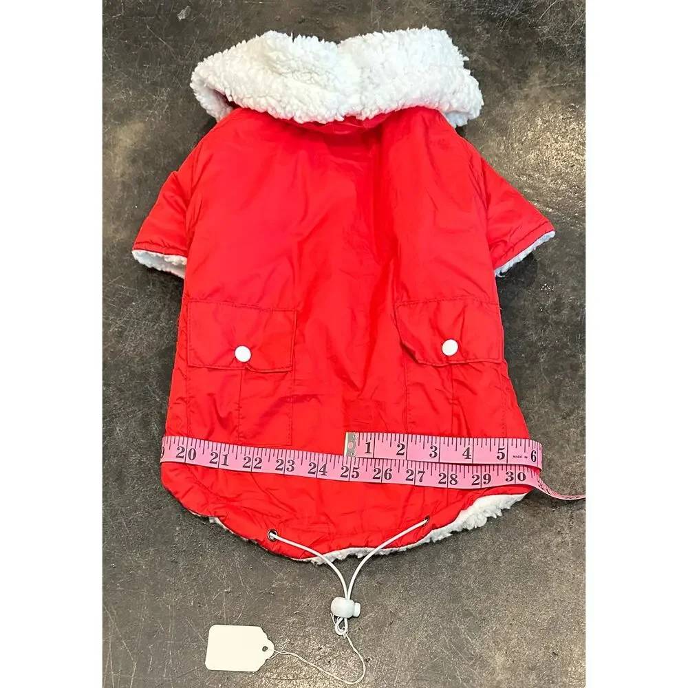 New Insulated Hoodie Dog Coat Size XL Red for Medium Size Dog, Raincoat